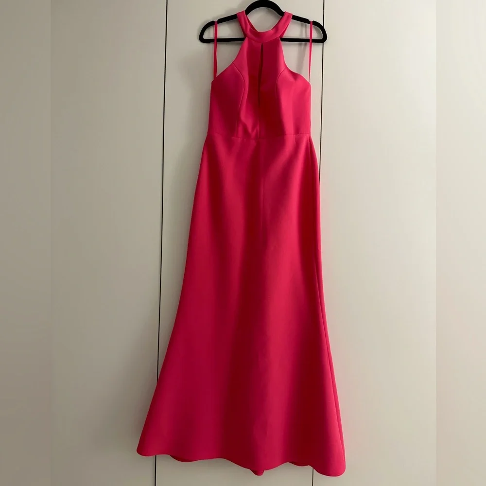 Hot Pink Cutout Halter Maxi Dress - Picture 2 of 5